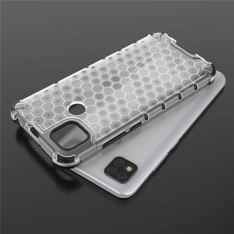 Case Hybride TPU + PC à L'épreuve Des Chocs en Nid D'abeille Pour Xiaomi Redmi 9c / 9c NFC - Blanche