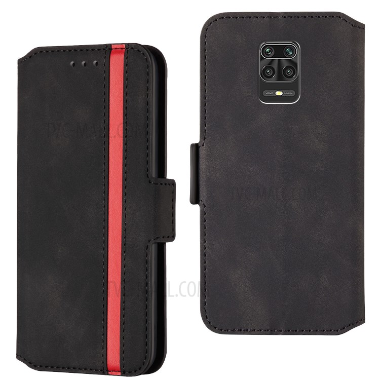 Splicing Matte Leather Case Retro Phone Cover with Card Slots for Xiaomi Redmi Note 9 Pro/Pro Max/9S - Black-1