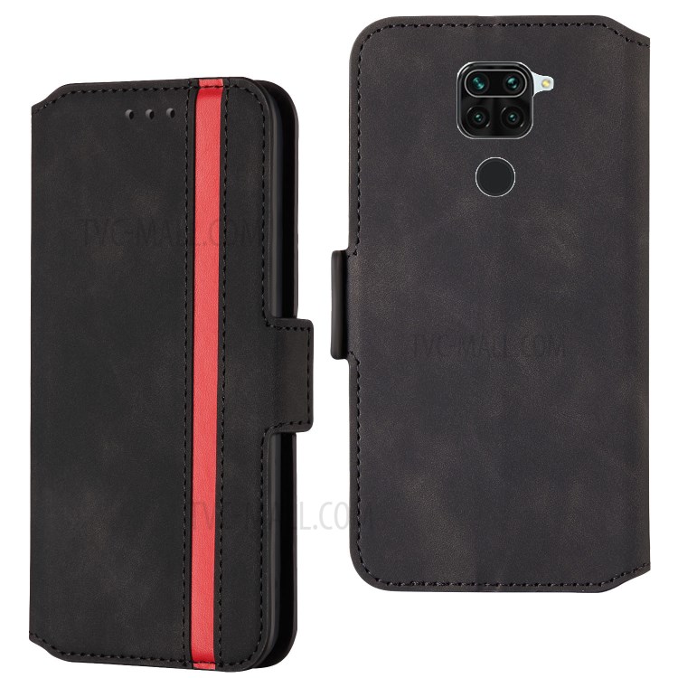 Retro Style Splicing Matte Leather Shell for Xiaomi Redmi Note 9/Redmi 10X 4G - Black-1