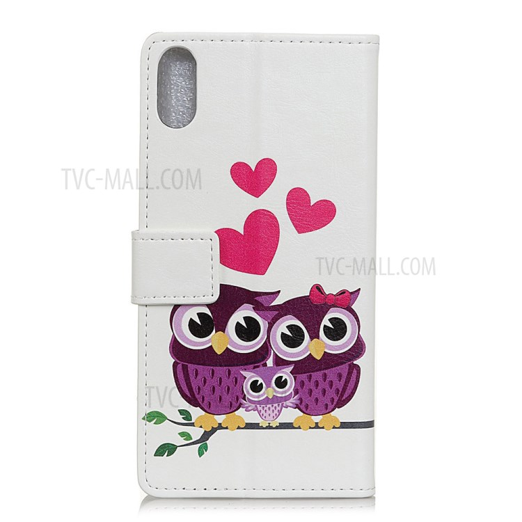 Pattern Printing Magnetic Leather Wallet Case for Xiaomi Redmi 9A - Owls and Hearts-3