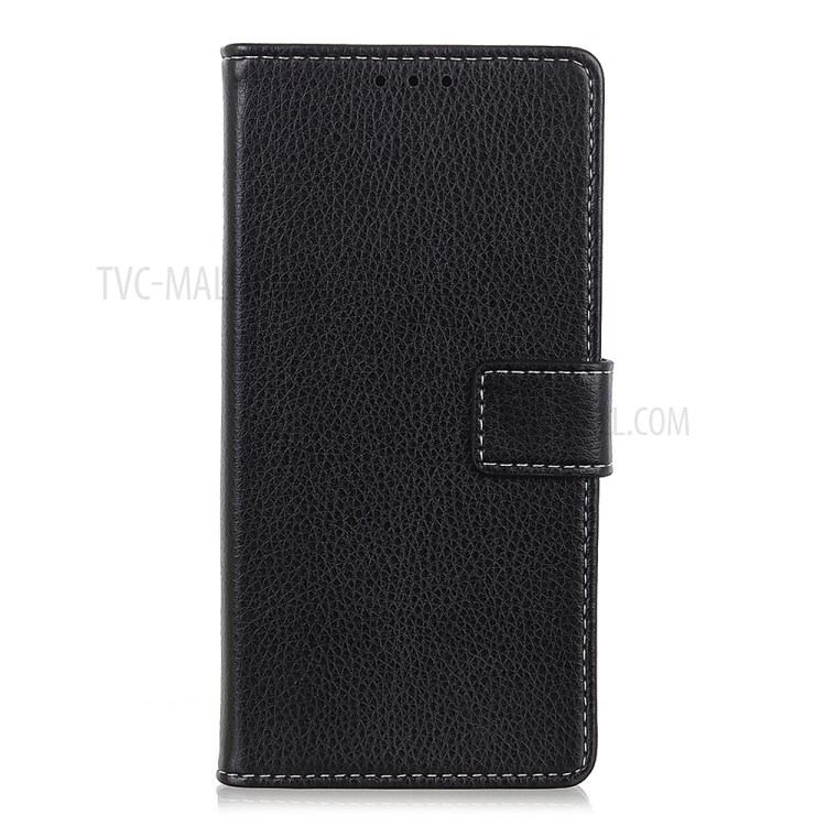 Case de Support en Cuir de Portefeuille de Peau Litchi Pour Xiaomi Redmi Note 9 - le Noir-2