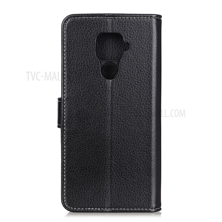 Case de Support en Cuir de Portefeuille de Peau Litchi Pour Xiaomi Redmi Note 9 - le Noir-3