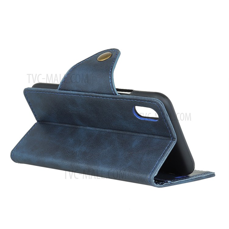 PU Leather Wallet Stand Magnetic Phone Case for Xiaomi Redmi 9A - Blue-11