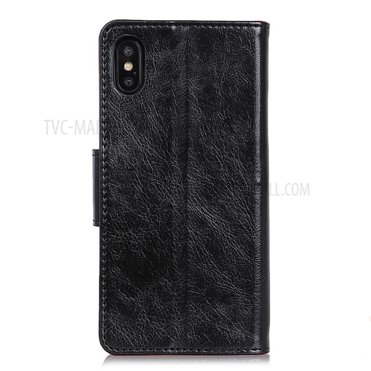 Nappa Texture Split Leather Wallet Mobile Phone Case for Xiaomi Redmi 9A - Black-10