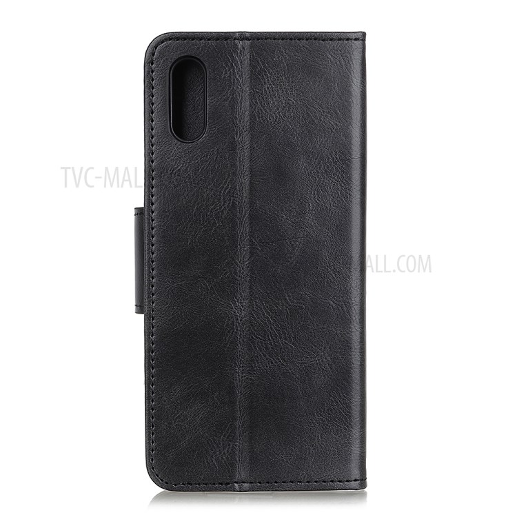 Crazy Horse Skin Leather Stand Cover for Xiaomi Redmi 9A - Black-2