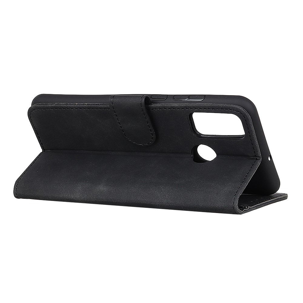 Khazneh de Cuero de Cuero Stand Retro Case Para Xiaomi Redmi 9C/9C NFC - Negro