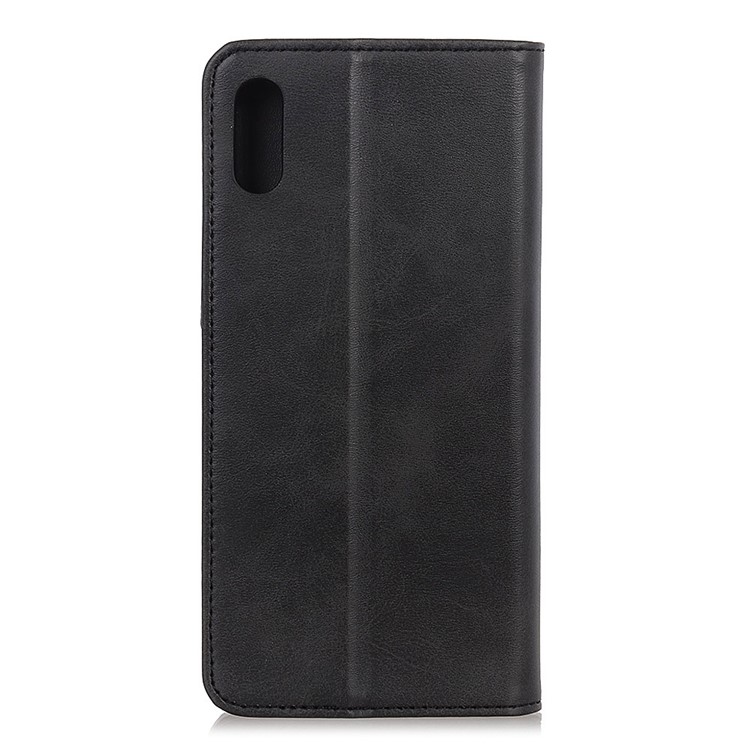 Auto-absorbed Split Leather Wallet Phone Cover for Xiaomi Redmi 9A - Black-3