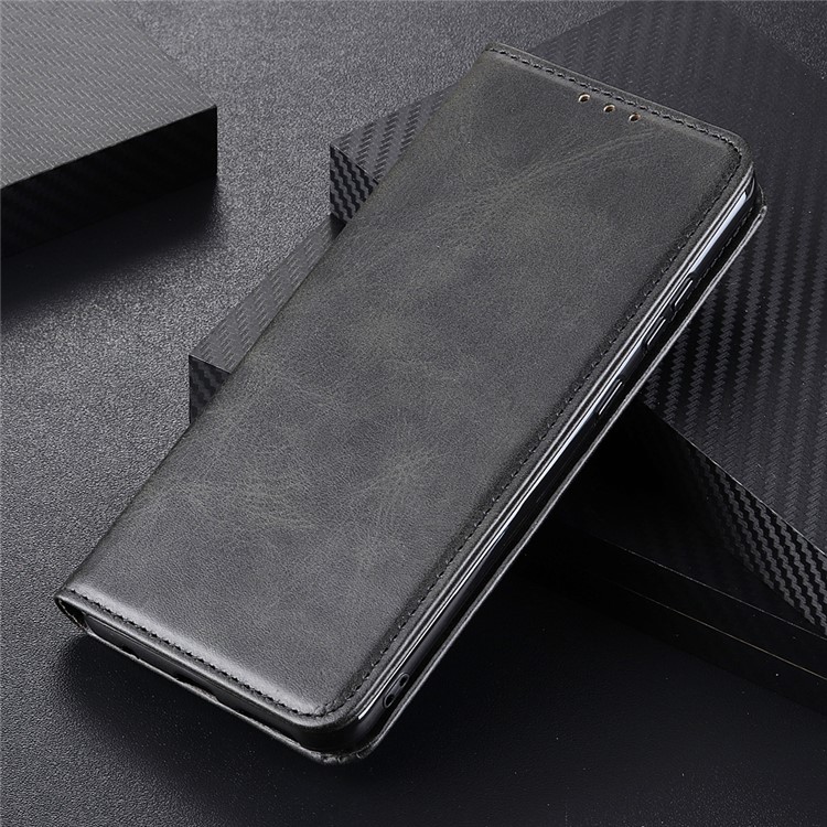 Auto-absorbed Split Leather Wallet Phone Cover for Xiaomi Redmi 9A - Black-9