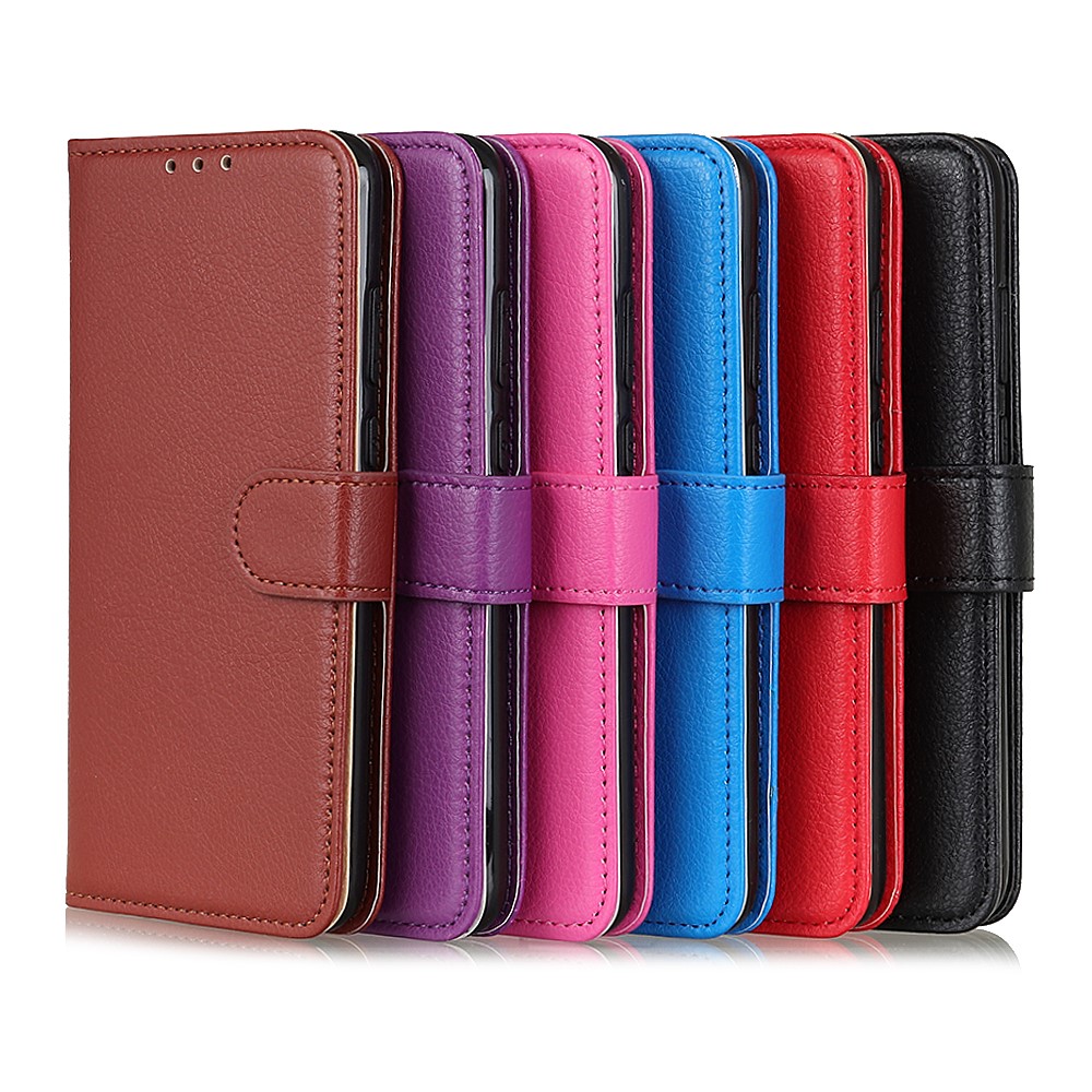 Противоизореннота с Помощью Амортизатора Текстуры Litchi Stand Stand Leather Folio Cople Cover Cover Phone Case Для Xiaomi Redmi 9a - Черный