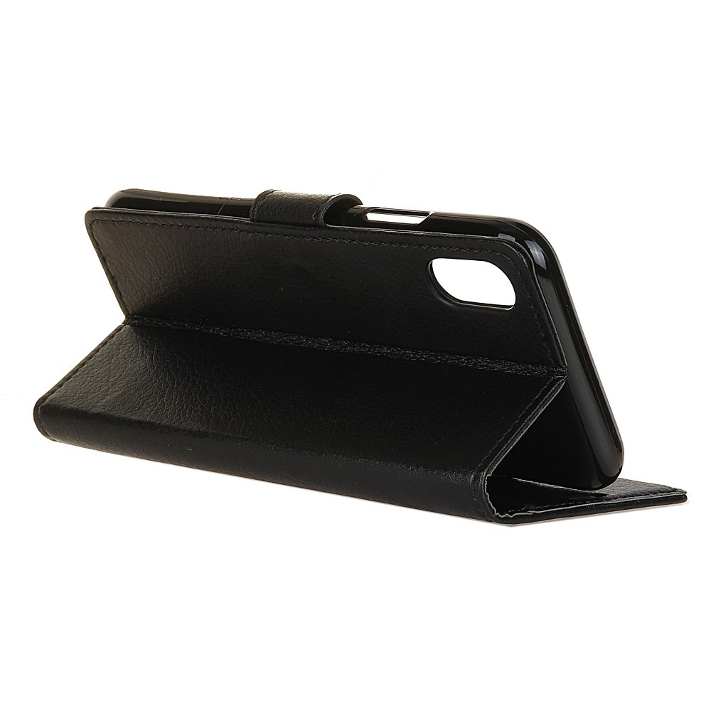 Portefeuille de Texture Litchi Anti-scratch Statch Stand Couvercle de Sac de Téléphone Portable en Cuir Flio Couverture Pour Xiaomi Redmi 9A - le Noir