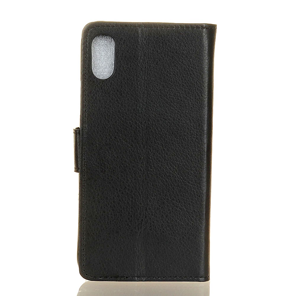 Anti-scratch Shock-apole Litchi Texture Stup Stand Cuero Folio Bolso de Bolos de Bolos de Cubierta Para Teléfono Para Xiaomi Redmi 9a - Negro