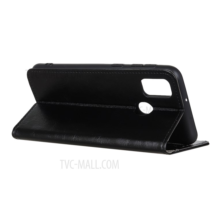 Crazy Horse Wallet Stand Leather Mobile Phone Shell for Xiaomi Redmi 9C - Black-3