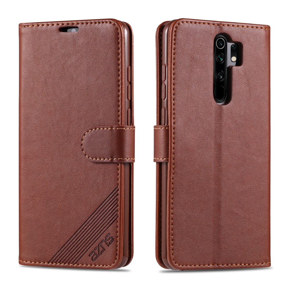 AZNS Phone Shell Leather Shell for Xiaomi Redmi 9 - Brown-1