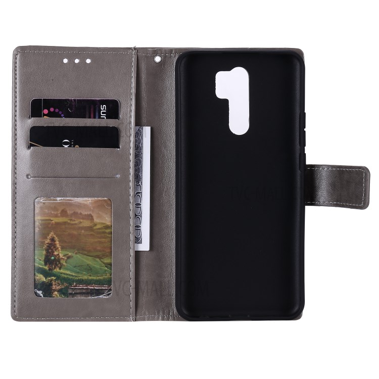 Impression Hibou Couverture En Cuir PU Magnétique Pour Xiaomi Redmi 9 - Gris-6
