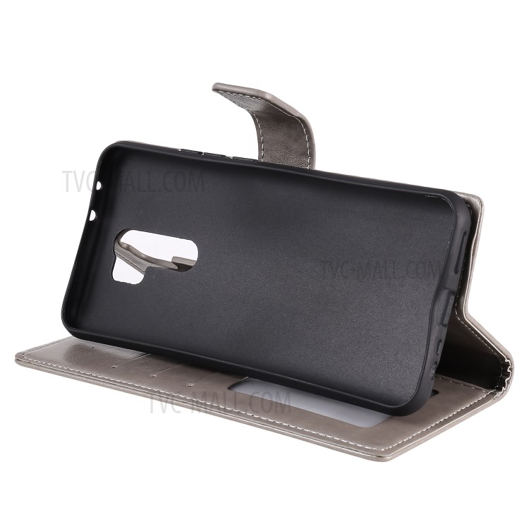 Impression Hibou Couverture En Cuir PU Magnétique Pour Xiaomi Redmi 9 - Gris-7