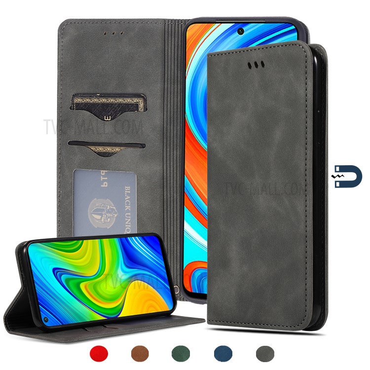 Auto-absorbed PU Leather Cover for Xiaomi Redmi Note 9 Pro/Note 9 Pro Max/Note 9S - Black-1