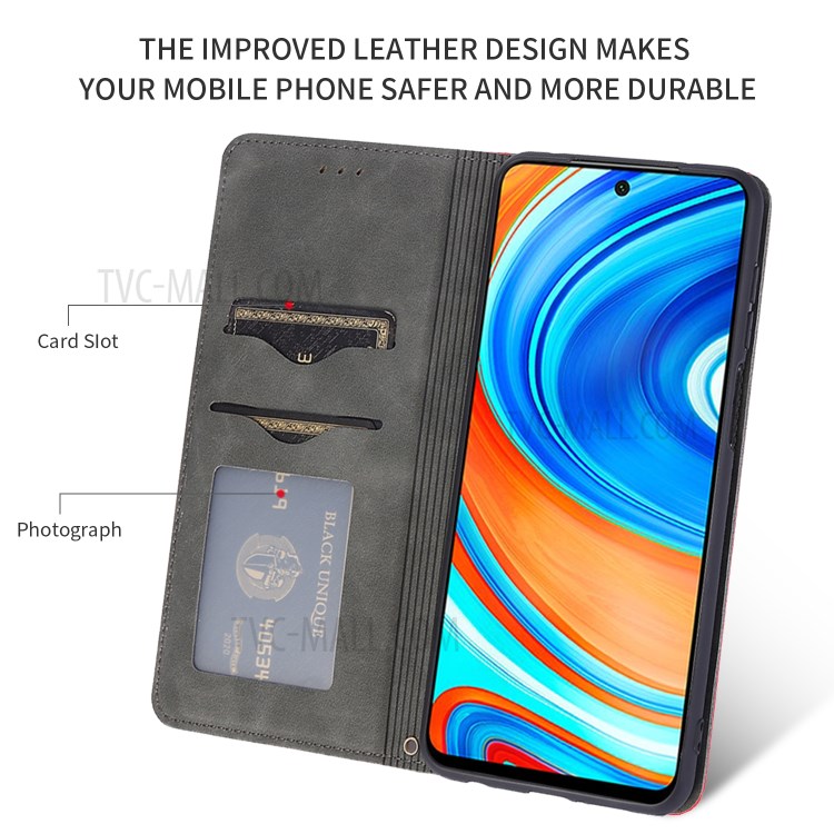 Auto-absorbed PU Leather Cover for Xiaomi Redmi Note 9 Pro/Note 9 Pro Max/Note 9S - Black-3
