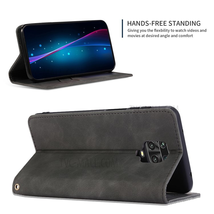 Auto-absorbed Business Style PU Leather Shell with Card Slots for Xiaomi Poco M2 Pro - Black-5