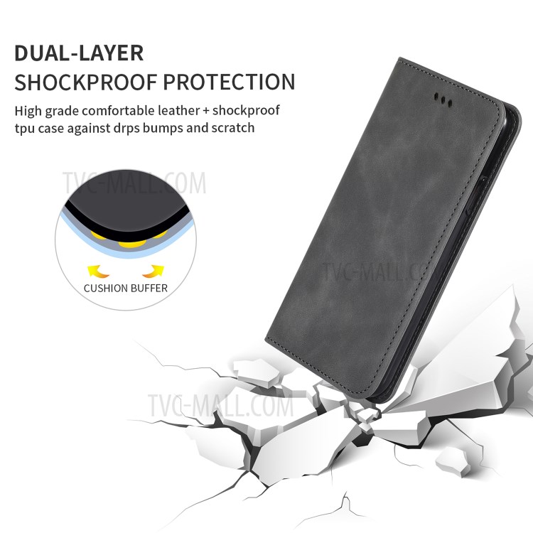 Auto-absorbed Business Style PU Leather Shell with Card Slots for Xiaomi Poco M2 Pro - Black-6