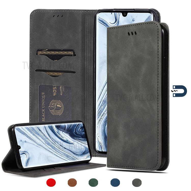 Auto-absorbed Business Style PU Leather Stand Phone Case for Xiaomi Mi CC9 Pro/Mi Note 10/Mi Note 10 Pro - Black-1