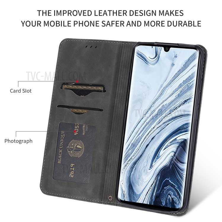 Auto-absorbed Business Style PU Leather Stand Phone Case for Xiaomi Mi CC9 Pro/Mi Note 10/Mi Note 10 Pro - Black-3