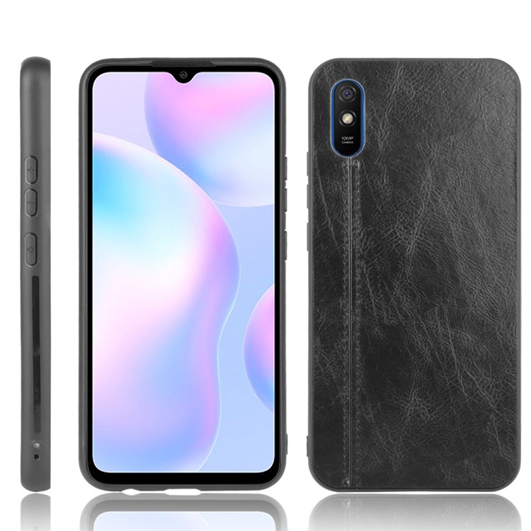 PU Leather Coated PC + TPU Mobile Phone Case for Xiaomi Redmi 9A - Black-1