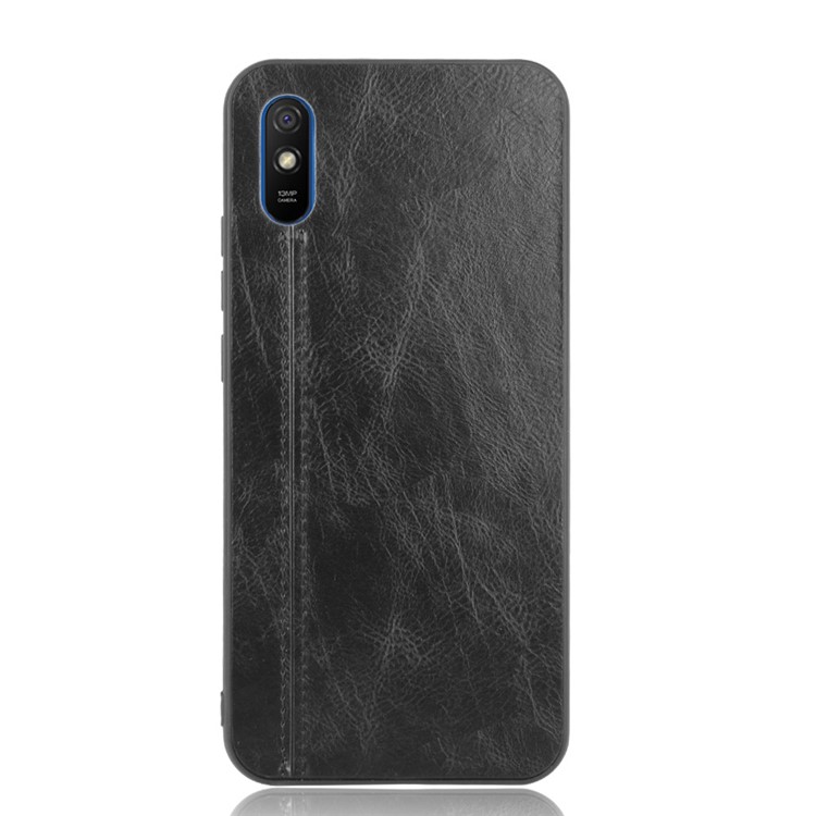 Custodia Per Cellulare PC + TPU Rivestita in Pelle Per Xiaomi Redmi 9A - Nero-3