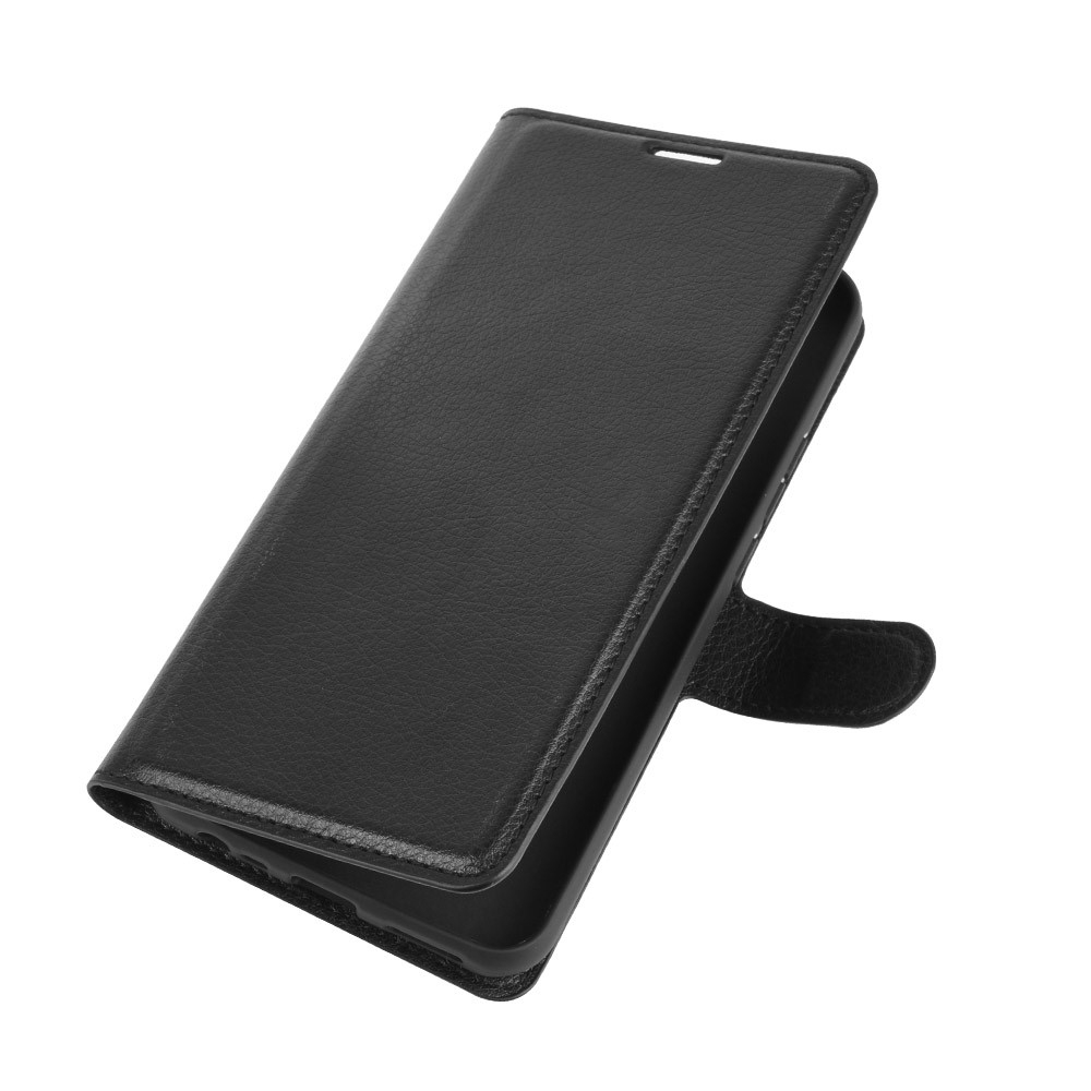 Litchi Texture Wallet Stand Кожаный Чехол Для Xiaomi Redmi 9 - Черный