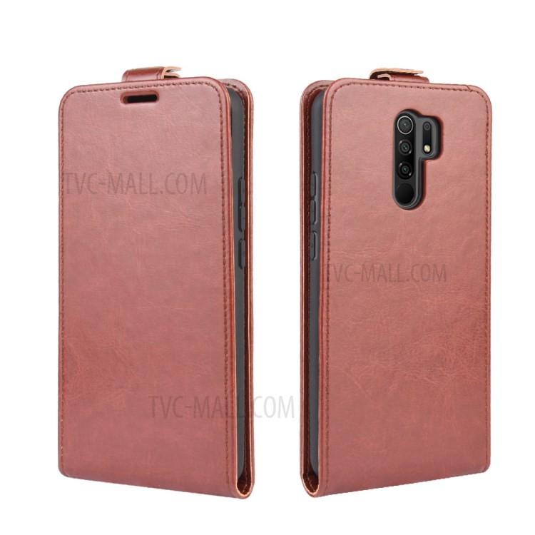 Crazy Horse Skin Vertical Flip Leather Shell for Xiaomi Redmi 9 - Brown-2