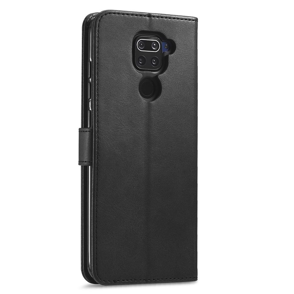 Lc. Imeeke Leder Brieftasche Hülle Für Xiaomi Redmi Note 9 Mobiltelefone Ständer Design Magnetic Clasp- Schwarz