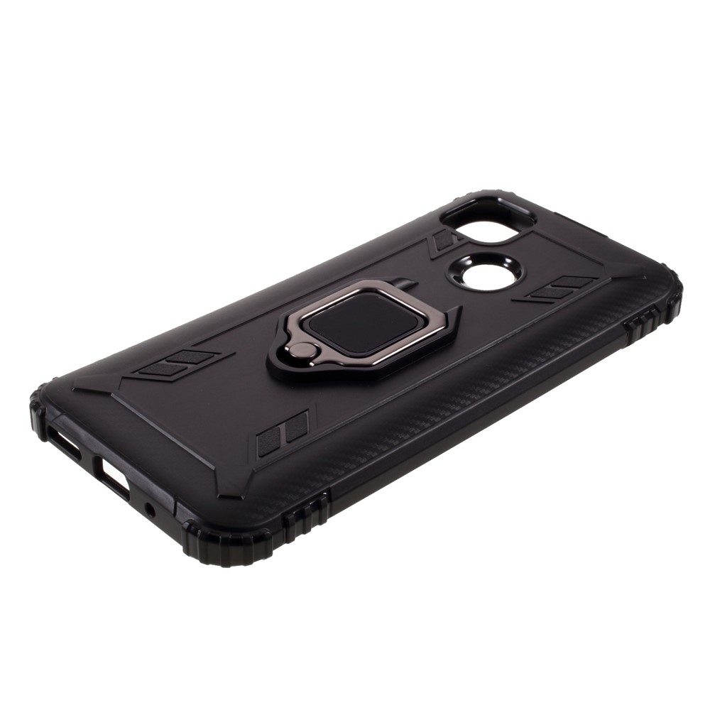Finger Ring Kickstand Shell Unique TPU Cover for Xiaomi Redmi 9C - Black-5