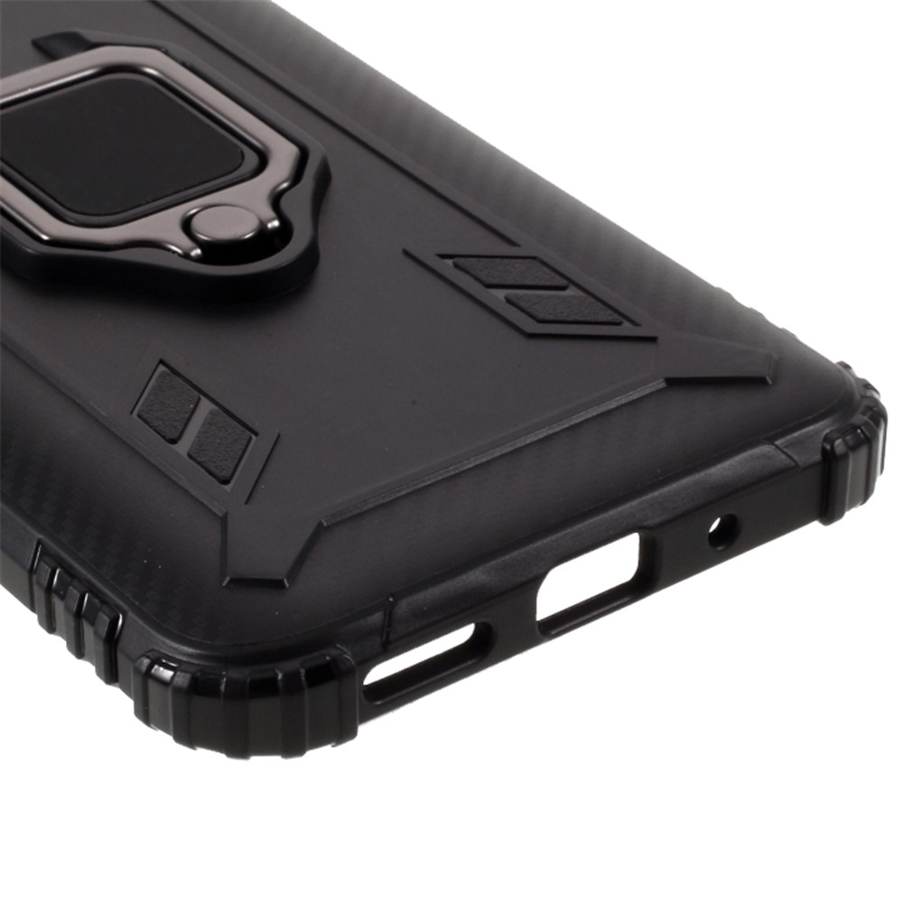 Finger Ring Kickstand Shell Unique TPU Cover for Xiaomi Redmi 9C - Black-6