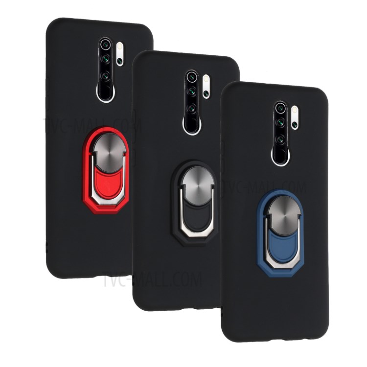 Kickstand Silicone Phone Cover Case (Built-in Metal Sheet) for Xiaomi Redmi 9 - Black-7