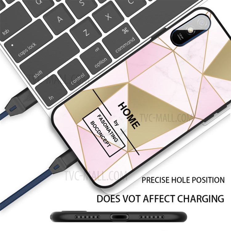 Fashion Marble Patterned Matte Black Soft TPU Cover for Xiaomi Redmi 9A - Style A-2