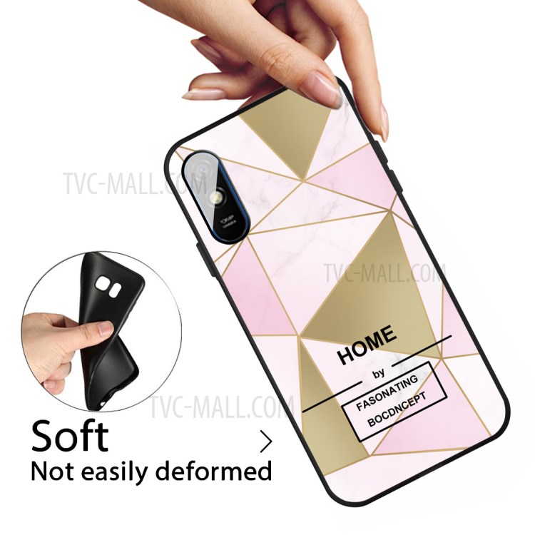 Fashion Marble Patterned Matte Black Soft TPU Cover for Xiaomi Redmi 9A - Style A-3