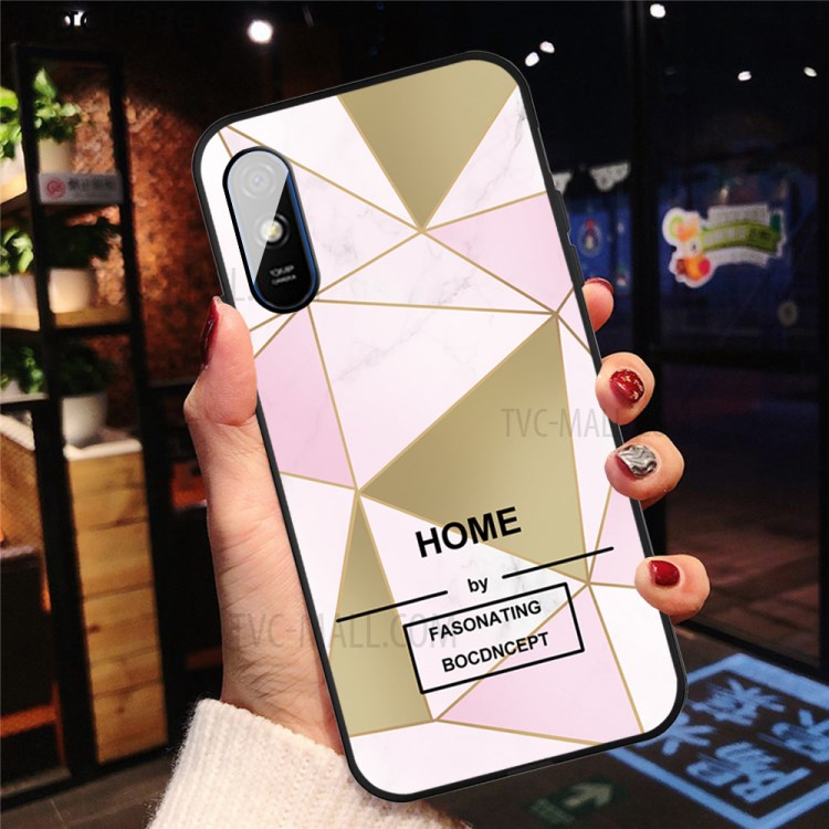 Fashion Marble Patterned Matte Black Soft TPU Cover for Xiaomi Redmi 9A - Style A-4