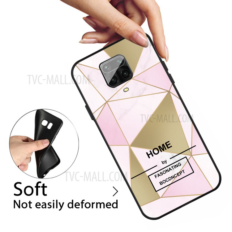 Marble Pattern Matte Black TPU Shell Case for Xiaomi Redmi Note 9S - Style A-3