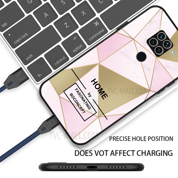 Marble Pattern Matte Black TPU Cover for Xiaomi Redmi Note 9 - Style A-2