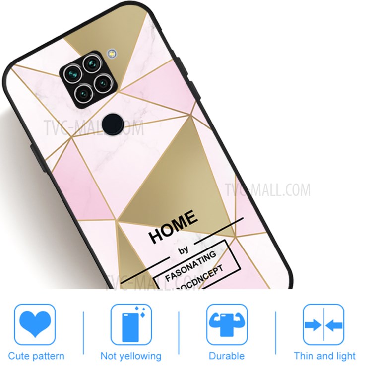 Marble Pattern Matte Black TPU Cover for Xiaomi Redmi Note 9 - Style A-5