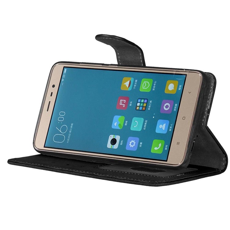 Vintage Matte PU Leather Wallet Case for Xiaomi Redmi Note 3/ Note 3 Pro - Black-14