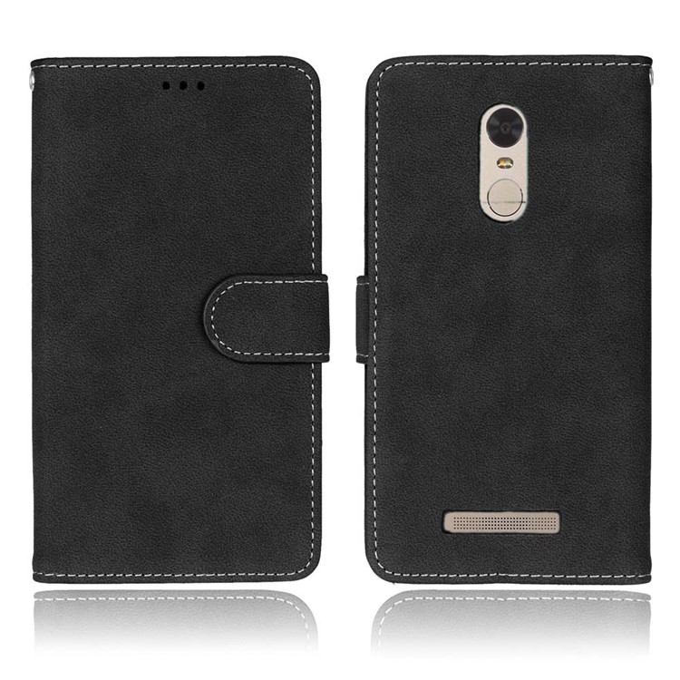 Vintage Matte PU Leather Wallet Case for Xiaomi Redmi Note 3/ Note 3 Pro - Black-2