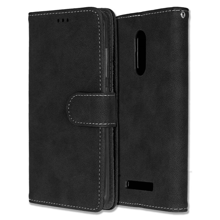 Vintage Matte PU Leather Wallet Case for Xiaomi Redmi Note 3/ Note 3 Pro - Black-3