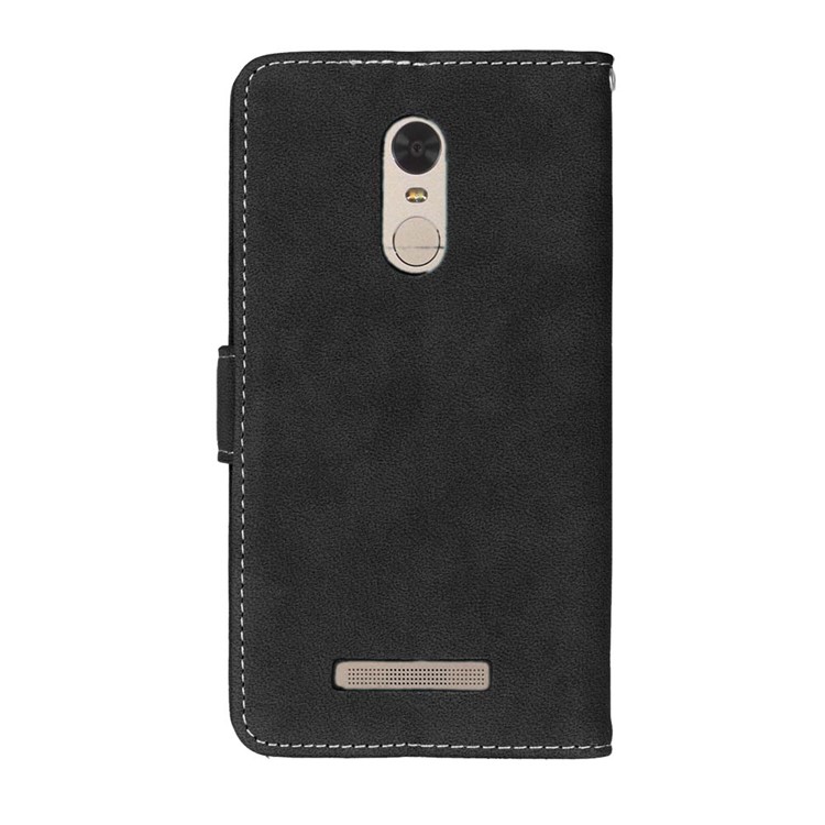 Vintage Matte PU Leather Wallet Case for Xiaomi Redmi Note 3/ Note 3 Pro - Black-5