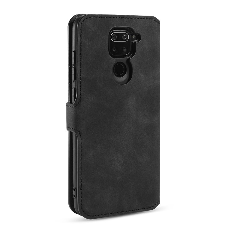 DG.MING Retro Style Case Leather Wallet Stand Cover for Xiaomi Redmi 10X 4G/Note 9 - Black-3