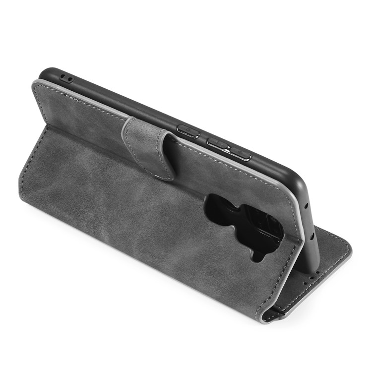 DG.MING Retro Style Case Leather Wallet Stand Cover for Xiaomi Redmi 10X 4G/Note 9 - Grey-7