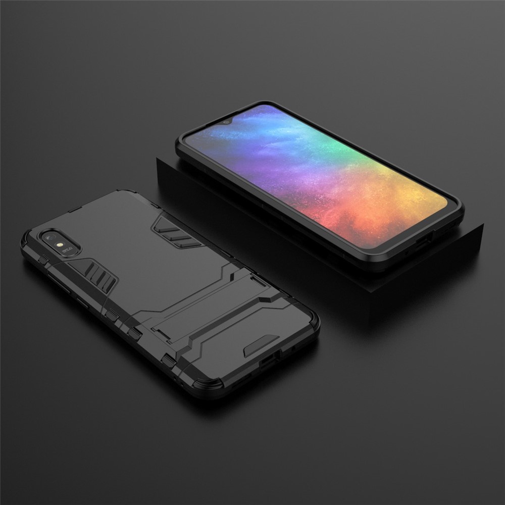 2 in 1 PC + TPU Hybrid Kickstand Phone Cover for Xiaomi Redmi 9A - Black-9