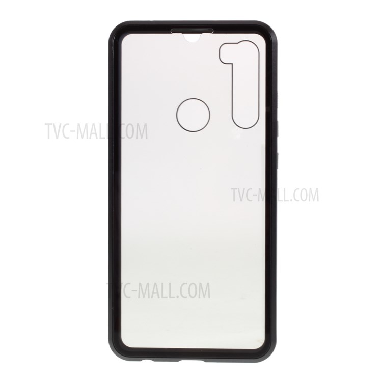 Anti-peep Cover Magnetic Metal Frame + Tempered Glass Protective Case for Xiaomi Redmi Note 8 - Black-2