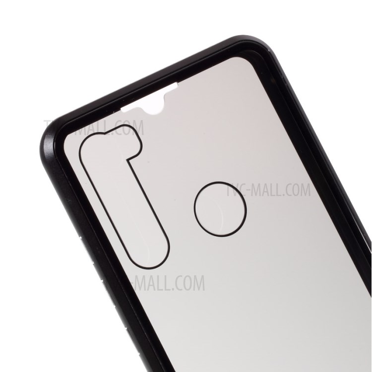 Anti-peep Cover Magnetic Metal Frame + Tempered Glass Protective Case for Xiaomi Redmi Note 8 - Black-5