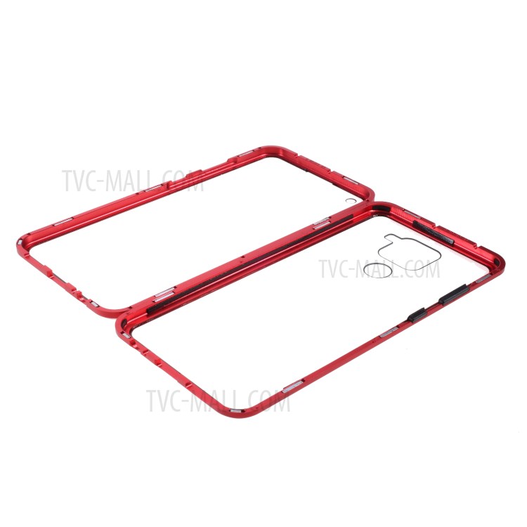 Magnetic Adsorption Tempered Glass + Metal Full Protection Case for Xiaomi Redmi Note 9/Redmi 10X 4G - Red-2