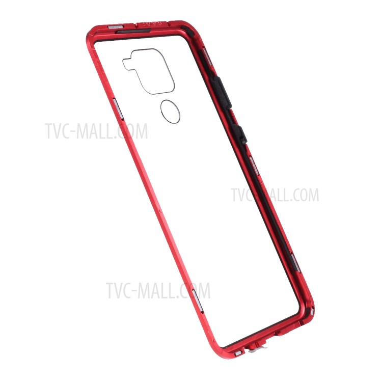 Magnetic Adsorption Tempered Glass + Metal Full Protection Case for Xiaomi Redmi Note 9/Redmi 10X 4G - Red-3